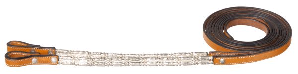 Rênes Coupées (Split Reins) Pour Cheval - Cuir Vieilli Huile Sombre, Ornements Argent Sterling Sur Mesure